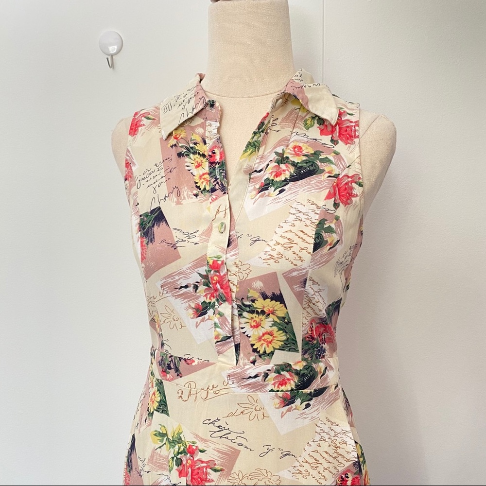 Dangerfield Shirt Dress Sleeveless Floral Size 6 Retro Cottagecore - Picture 5 of 8